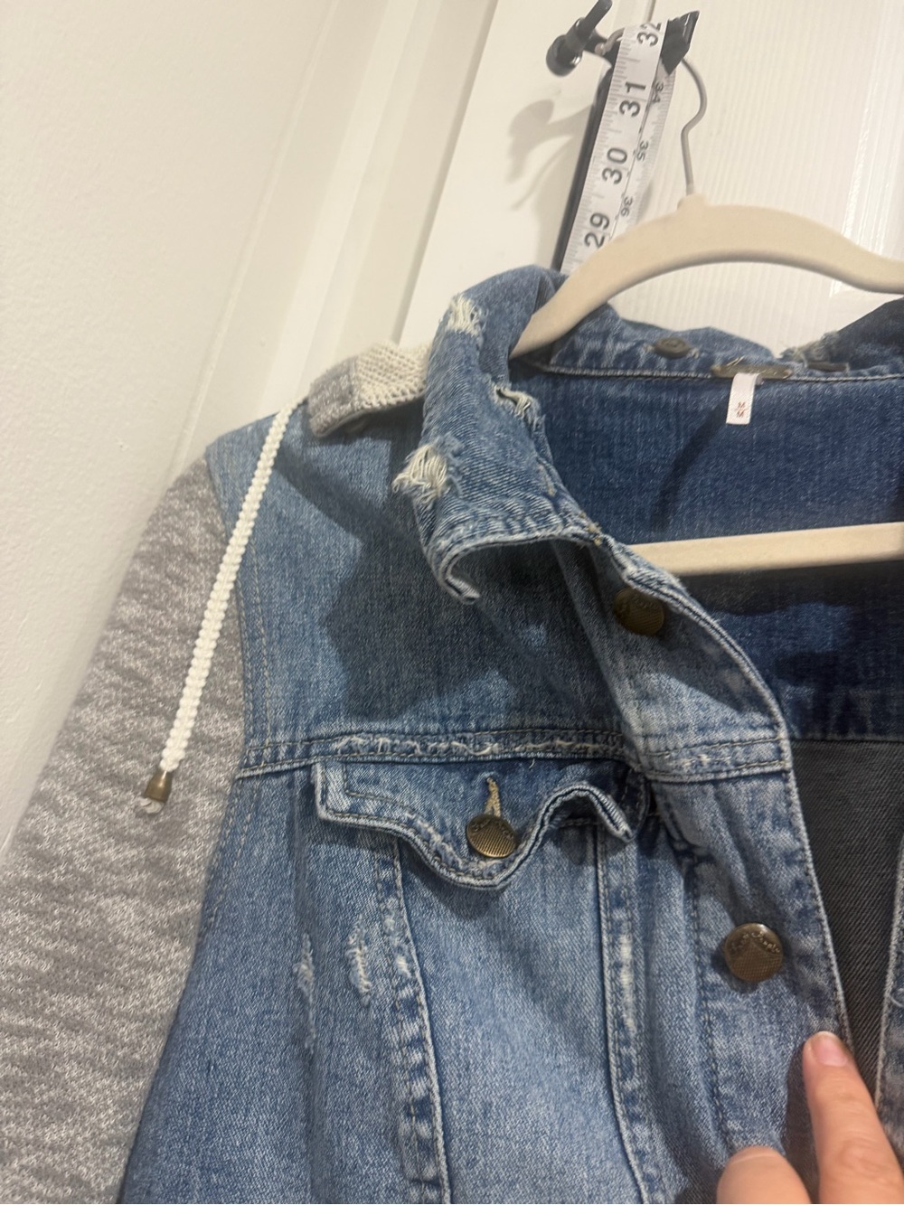 Free People Blue Denim Jacket with Gray Buttons - Picture 6 of 6